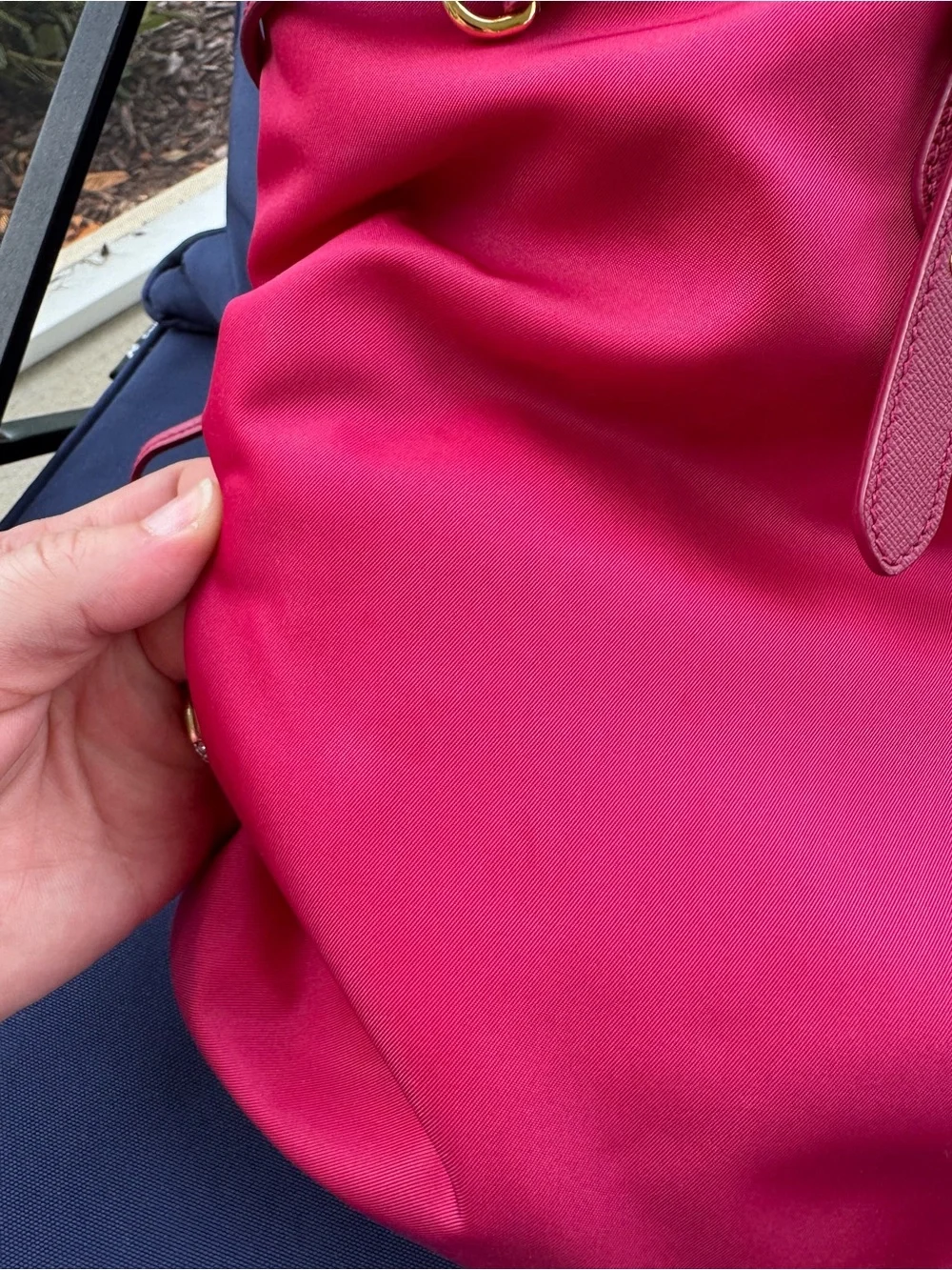 Prada Hot Pink Nylon Tote with Gold Accents